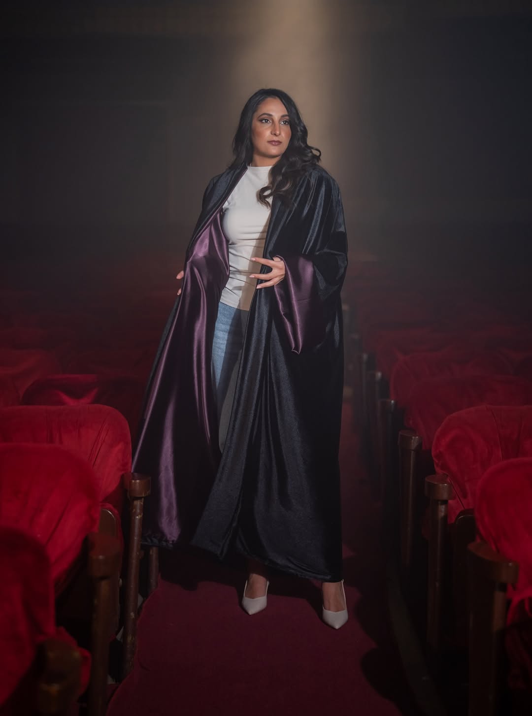 Black and purple satin LE KANZ abaya